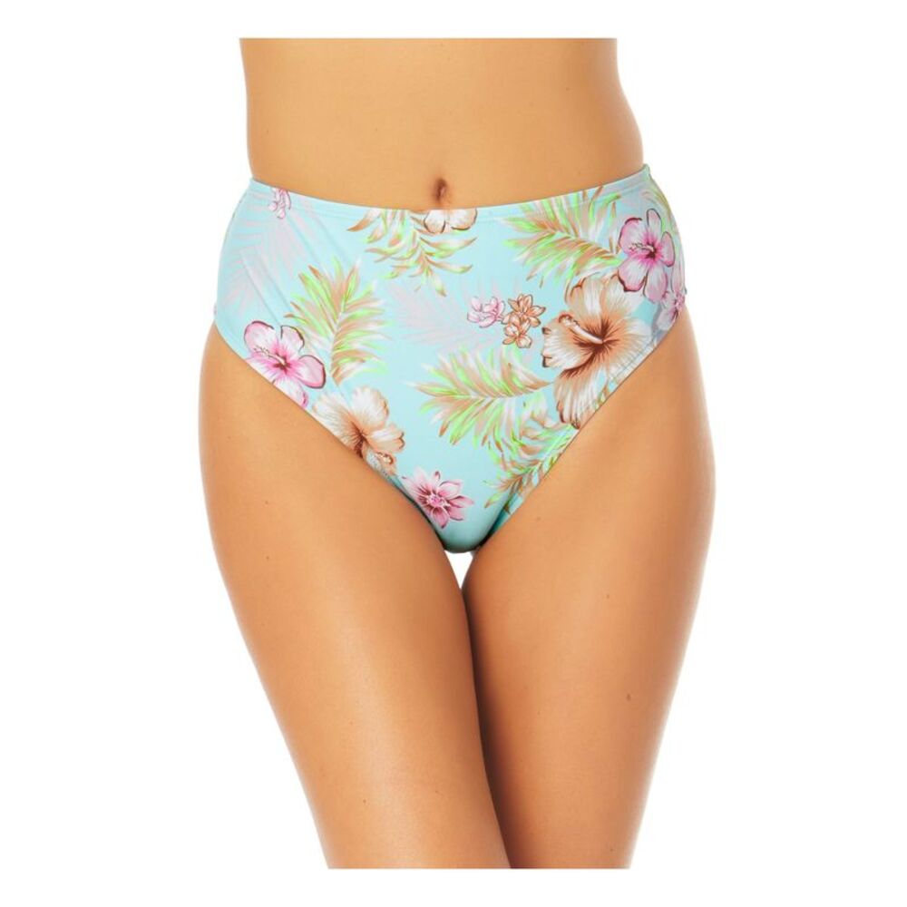 CALIFORNIA SUNSHINE Women's Aqua Mid-Rise Bikini High Leg Swimsuit Bottom XL